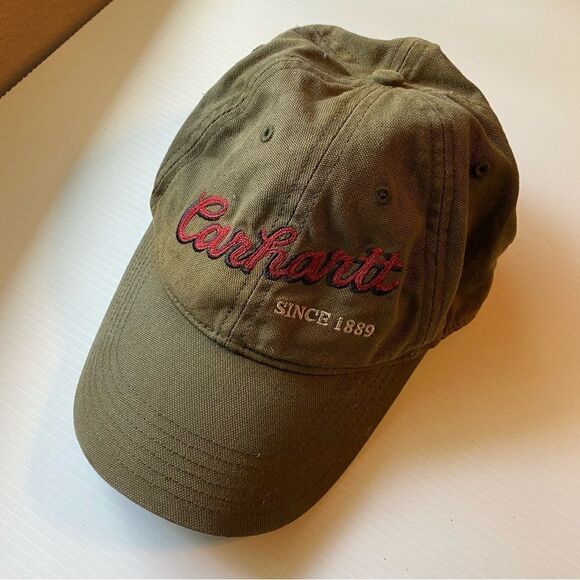 CARHARTT SINCE 1889 mens adjustable army green worn in work trucker hat cap - Picture 2 of 7